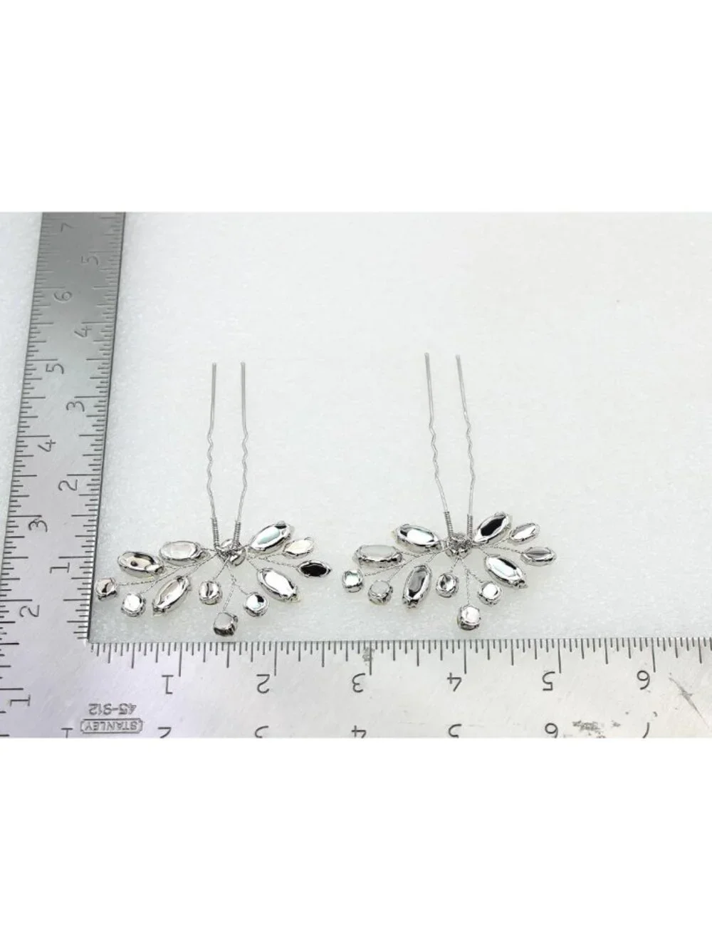 Stunning Teal Rhinestone Floral Hair Pins Set - Elegant Accessories (2 Pcs)